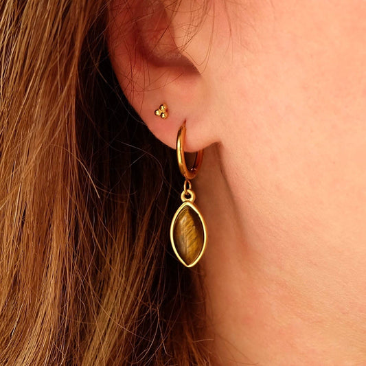 Gemstone Dangle Hoop Earrings