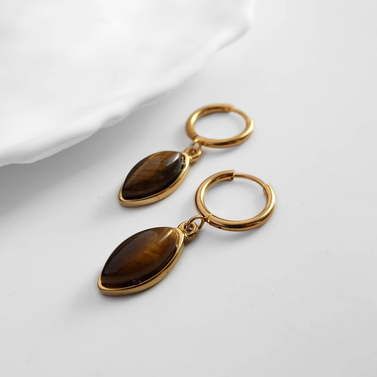 Gemstone Dangle Hoop Earrings