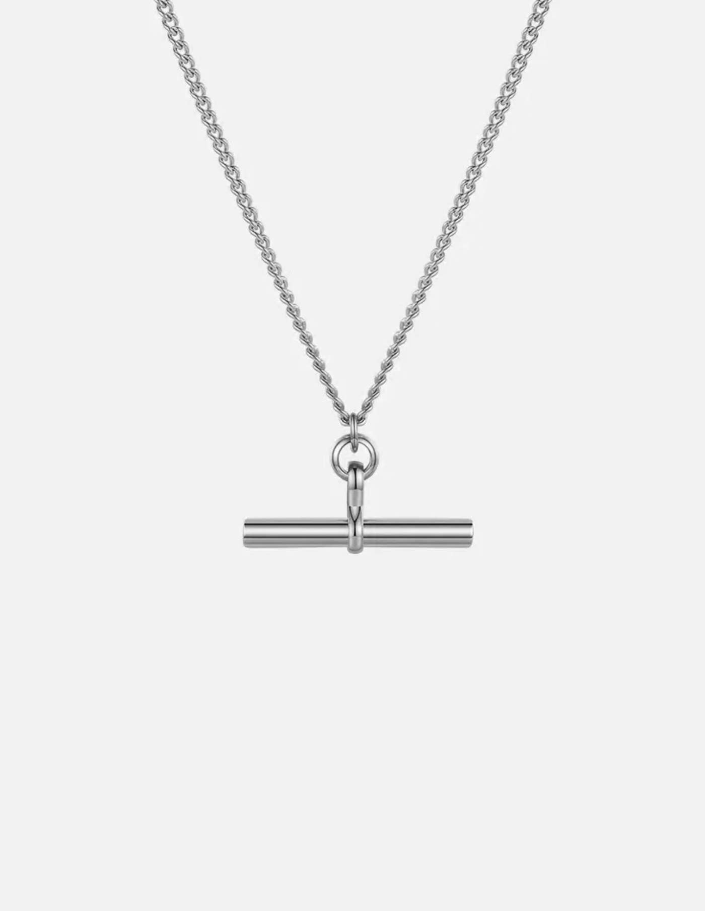 Silver T-Bar Chain Necklace, Waterproof